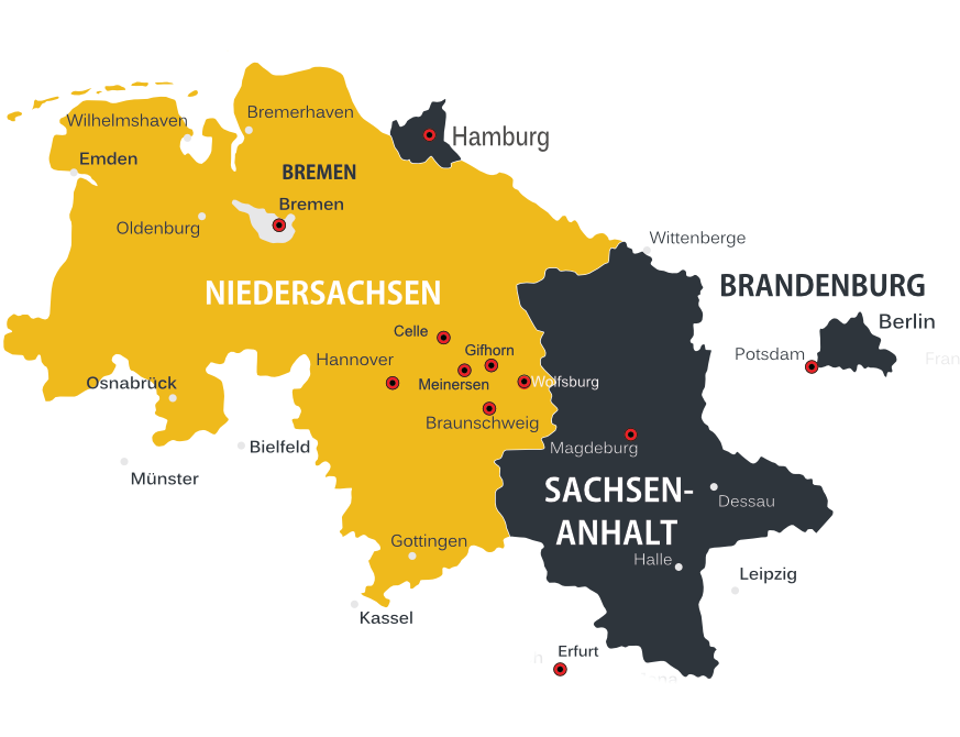 Dachdeckerei Waldmann - Karte Wirkungskreis